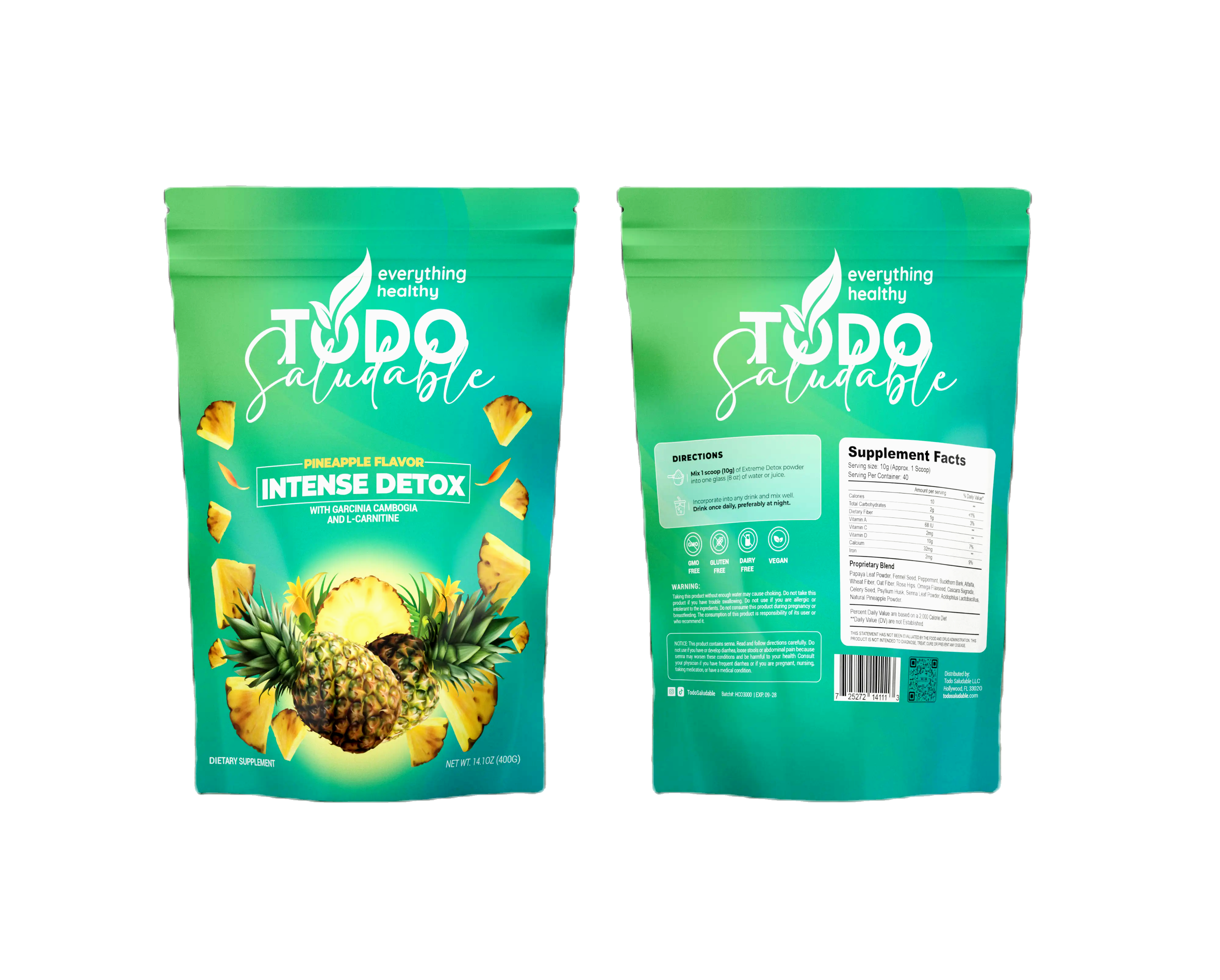 Todo Saludable Intense Detox Pineapple Flavor 360g bag