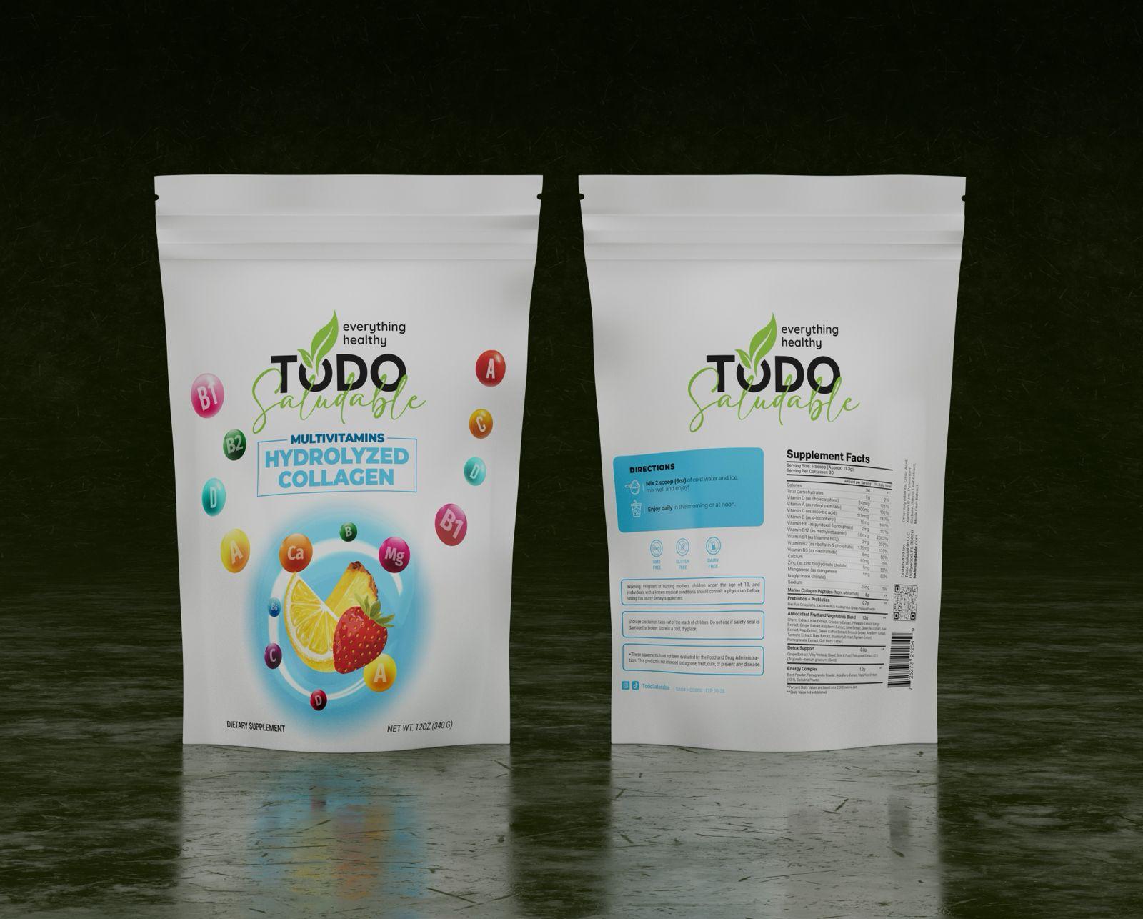 Multivitamins Hydrolyzed Collagen bag front and back